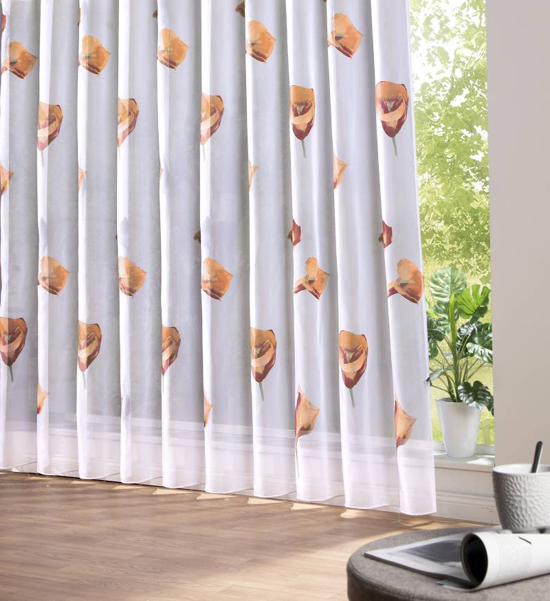 Weckbrodt Gardine »Calla«, (1 St.), Voile, bedruckt, floral, geblümt, halbtransparent, Bleiband, Store von Weckbrodt