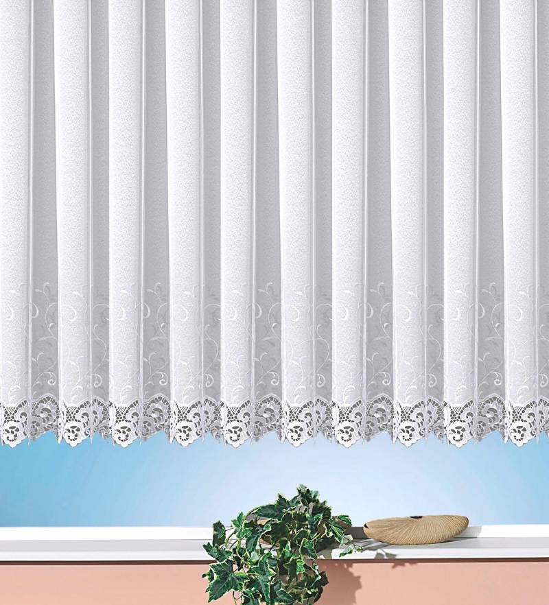 Weckbrodt Gardine »Elina«, (1 St.), echte Stickerei, Makramee, halbtransparent, Bordüre, gebogt, Store von Weckbrodt