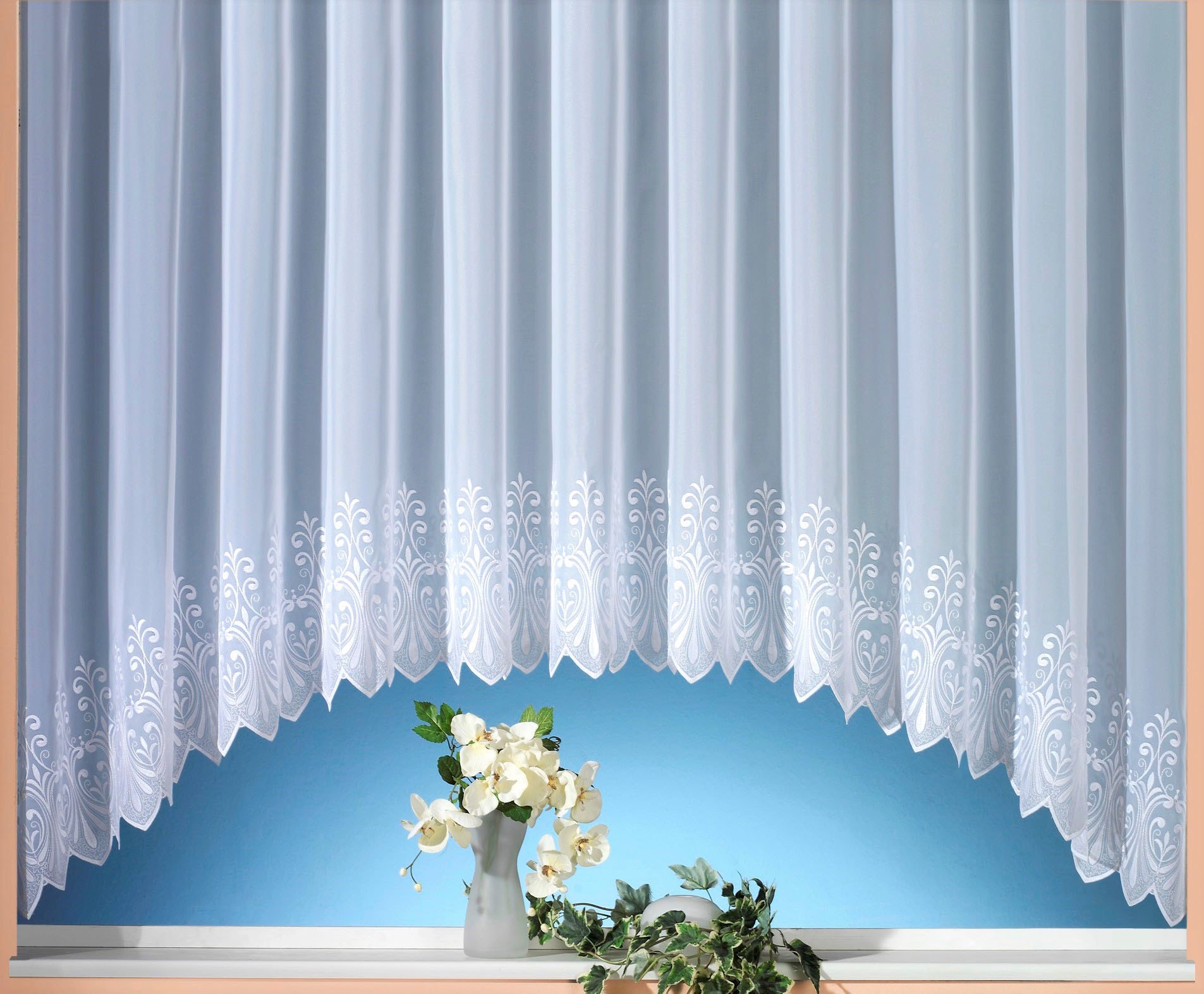 Weckbrodt Gardine »Heidelberg«, (1 St.), echte Stickerei, Voile, transparent, C-Bogen, 1 Bordüre, Kante, Store von Weckbrodt