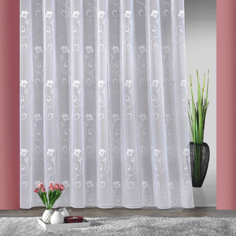 Weckbrodt Gardine »Lilly«, (1 St.), Jacquard, strukturiert, Allover, Motiv, floral, Bleiband, Store von Weckbrodt