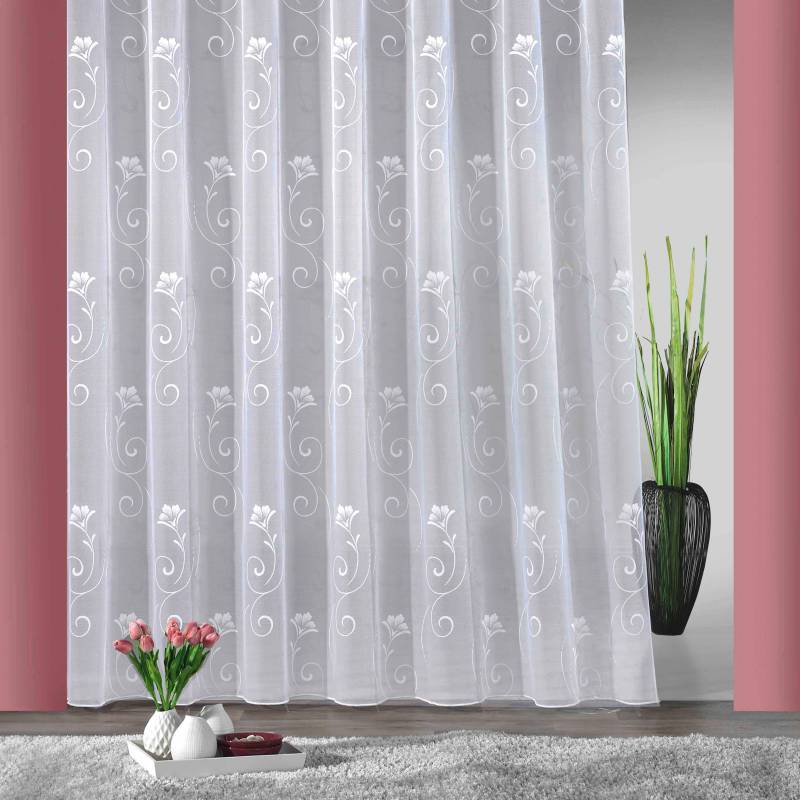 Weckbrodt Gardine »Lilly«, (1 St.), Jacquard, strukturiert, Allover,Motiv,floral,Bleiband, nach Mass, Store von Weckbrodt