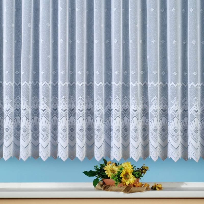 Weckbrodt Gardine »London«, (1 St.), Jacquard, Allover, Motiv, halbtransparent, Bordüre, Sockel, Store von Weckbrodt