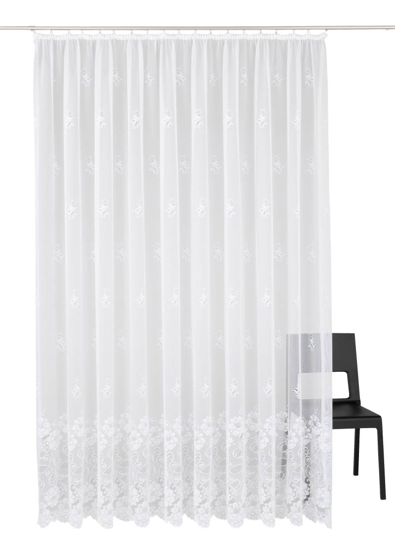 Weckbrodt Gardine »Montello«, (1 St.), Jacquard, strukturiert, Allover,floral,halbtransparent, Bordüre, Store von Weckbrodt