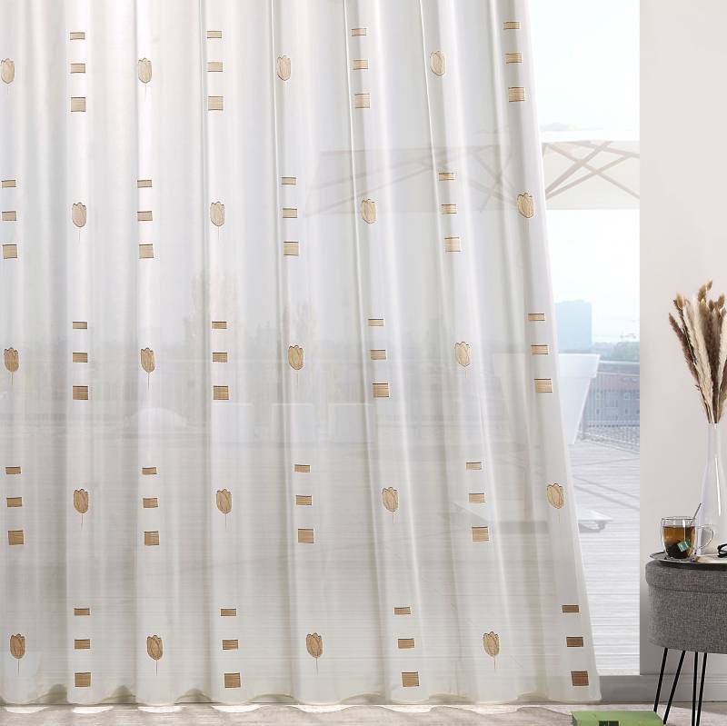 Weckbrodt Gardine »Ruby«, (1 St.), Webscherli, Bedruckt, Allover,Floral, halbtransparent, Bleiband, Store von Weckbrodt