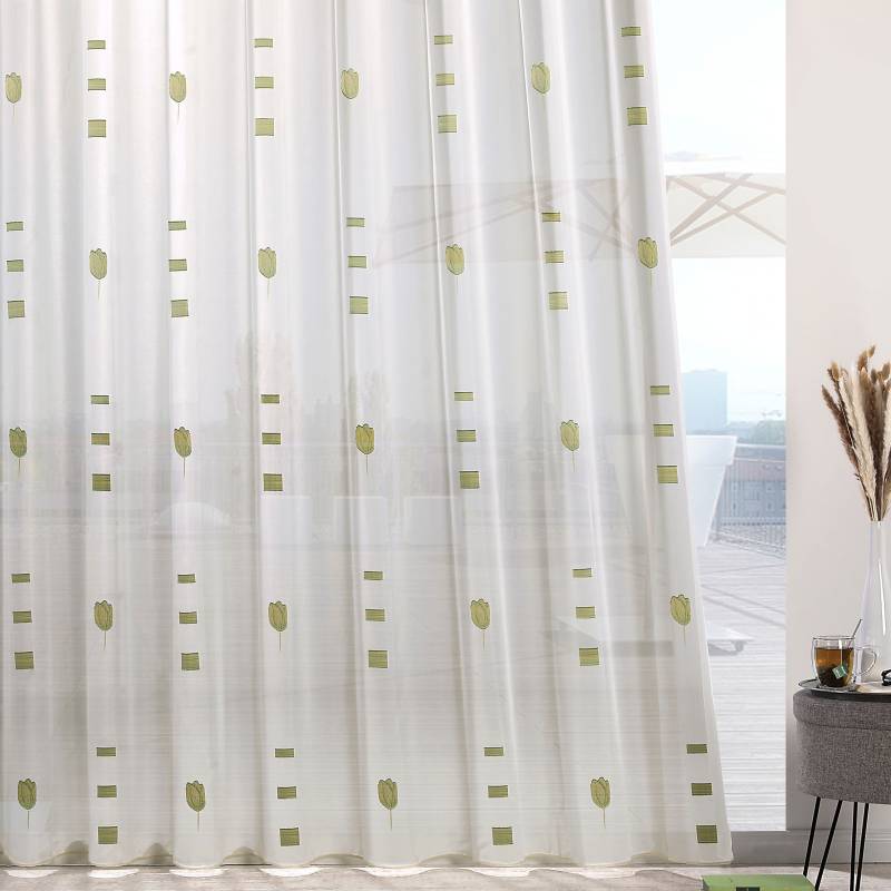 Weckbrodt Gardine »Ruby«, (1 St.), Webscherli, Bedruckt, Allover,Floral, halbtransparent, Bleiband, Store von Weckbrodt