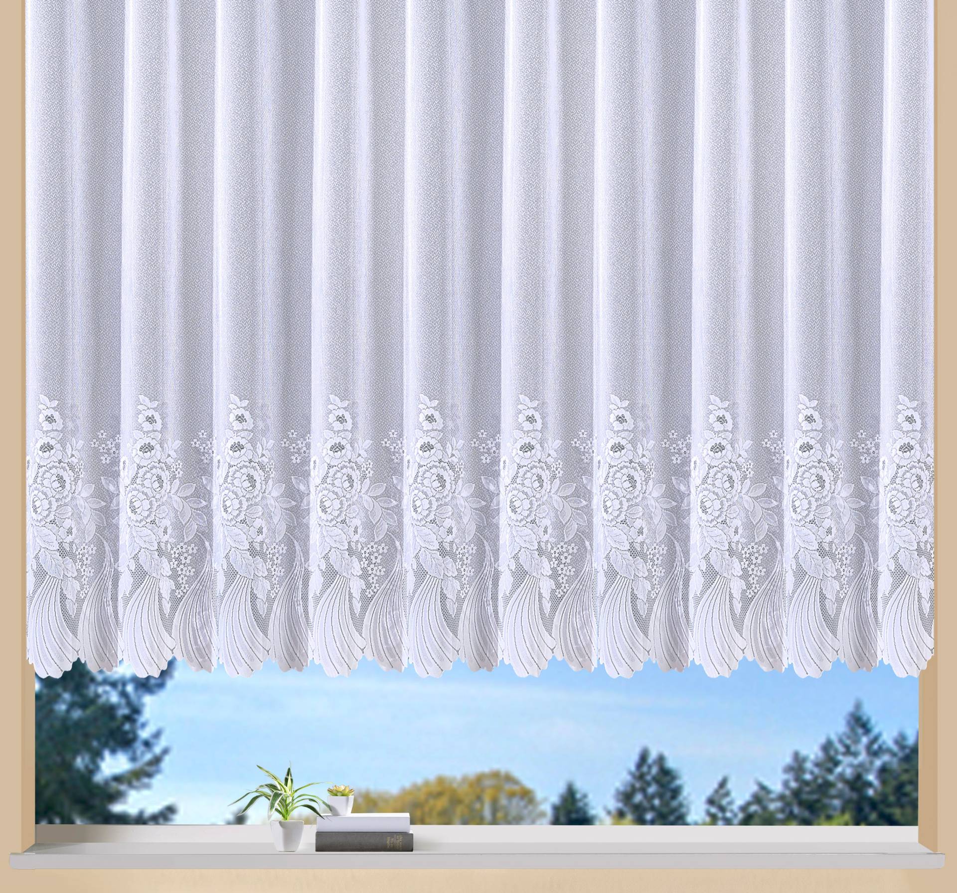 Weckbrodt Gardine »Savannah«, (1 St.), Jacquard, strukturiert, halbtransparent, Bordüre, Kante, floral, Store von Weckbrodt