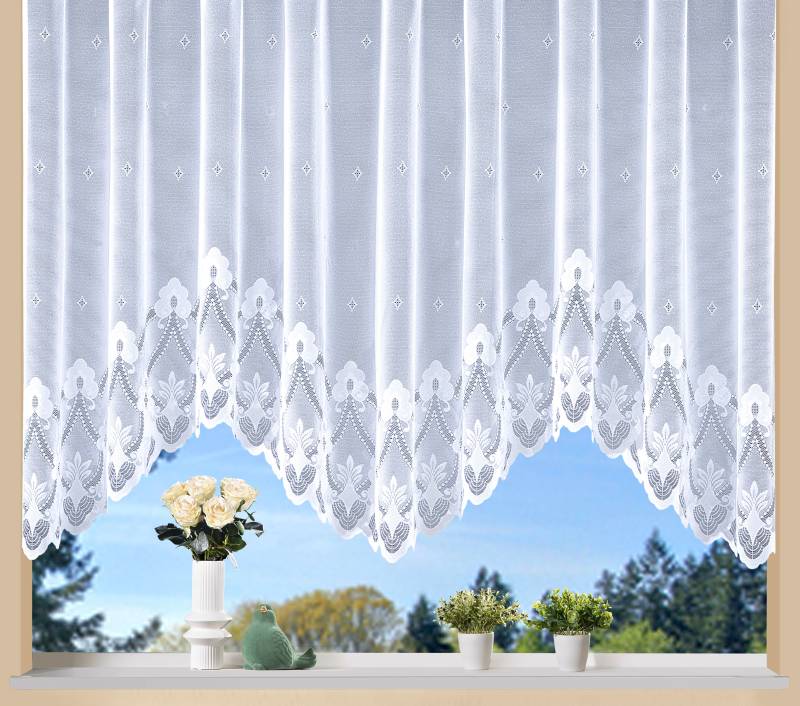 Weckbrodt Gardine »Weimar«, (1 St.), Jacquard, Bogenstore, floral, Halbtransparent, Sockel, Bordüre, Store von Weckbrodt