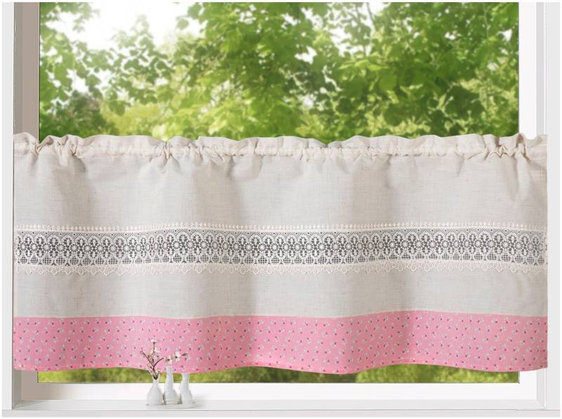 Weckbrodt Scheibengardine »Alicia«, (1 St.), Stabtunnel, blickdicht, Bordüre, Kante, Gardine, HxB 45x120cm, Store von Weckbrodt