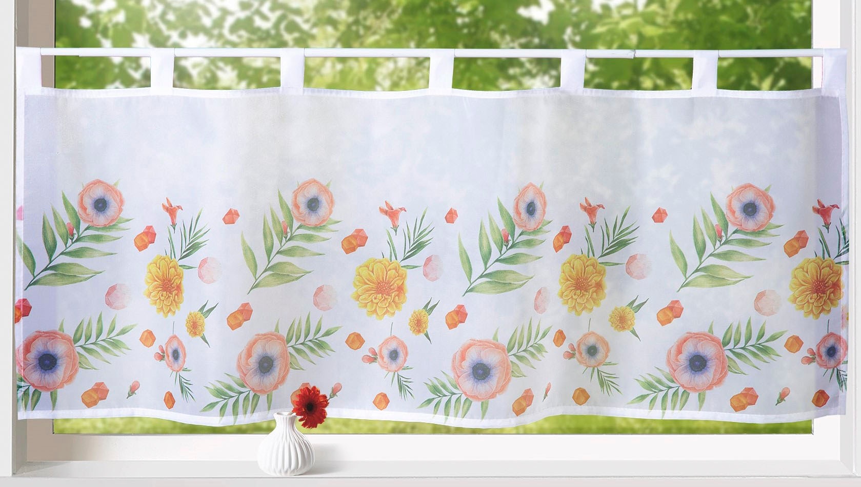 Weckbrodt Scheibengardine »Akina«, (1 St.), Bistro, Voile, bedruckt, floral, HxB 45x120cm, Gardine, Store von Weckbrodt