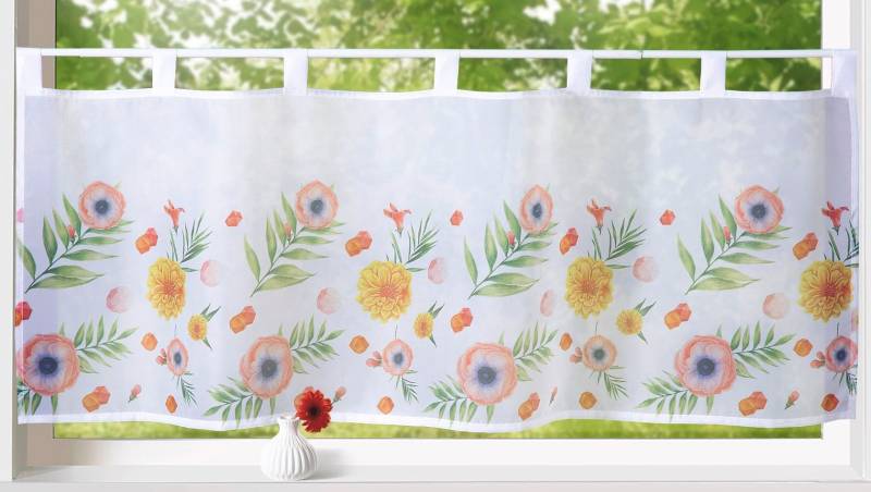 Weckbrodt Scheibengardine »Akina«, (1 St.), Bistro, Voile, bedruckt, floral, HxB 45x120cm, Gardine, Store von Weckbrodt