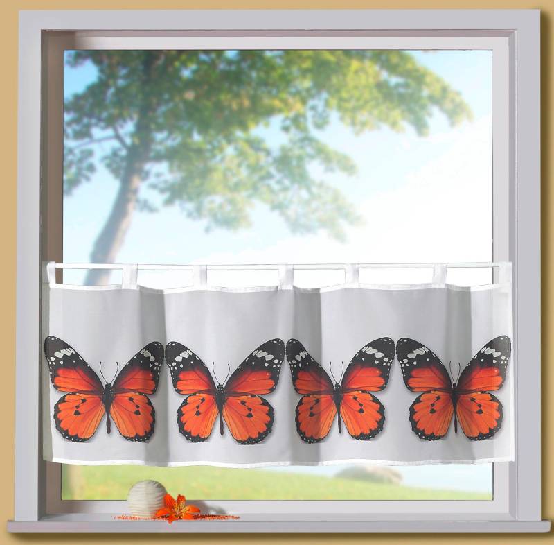 Weckbrodt Scheibengardine »Alisa«, (1 St.), Bistro, Voile, bedruckt, Schmetterling; HxB 45x120cm, Gardine, Store von Weckbrodt
