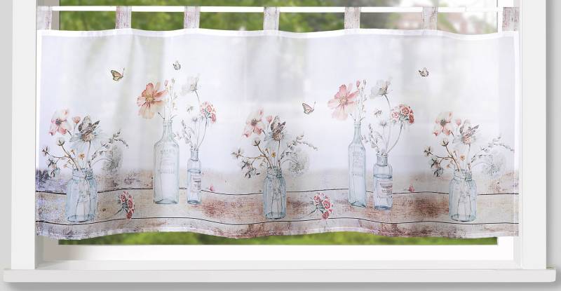 Weckbrodt Scheibengardine »Alva«, (1 St.), Bistro, Voile, bedruckt, floral, HxB 45x120cm, Gardine, Store von Weckbrodt