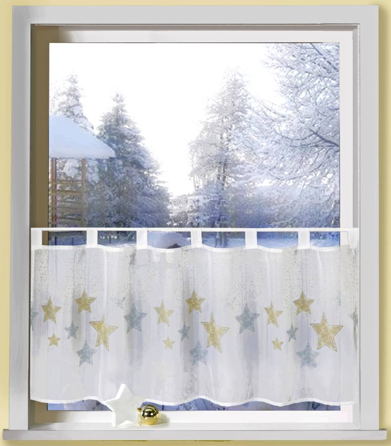 Weckbrodt Scheibengardine »Astrid«, (1 St.), Bistro, Voile, bedruckt, Sterne, HxB 45x120cm, Gardine, Store von Weckbrodt