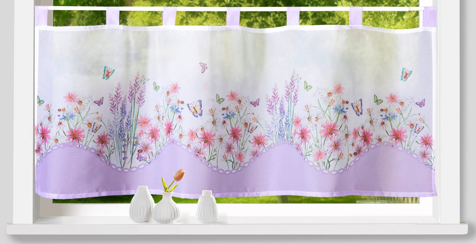 Weckbrodt Scheibengardine »Leonie«, (1 St.), Bistro, Voile, bedruckt, floral, HxB 45x120cm, Gardine, Store von Weckbrodt