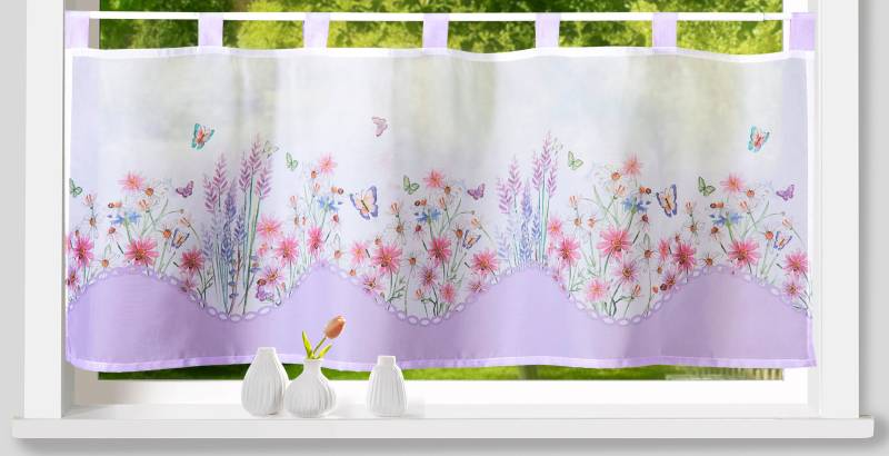 Weckbrodt Scheibengardine »Leonie«, (1 St.), Bistro, Voile, bedruckt, floral, HxB 45x120cm, Gardine, Store von Weckbrodt