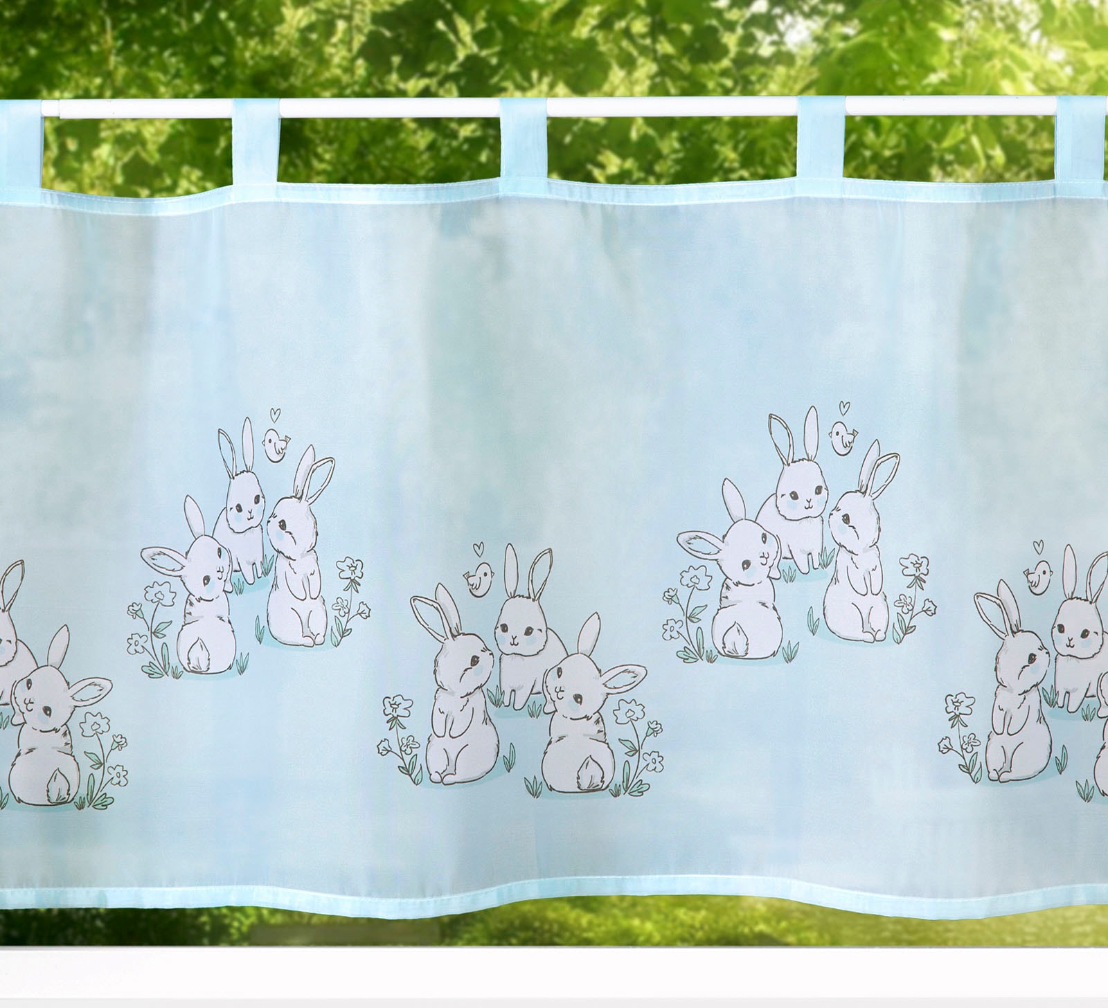 Weckbrodt Scheibengardine »Linus«, (1 St.), Bistro, Voile, bedruckt, Ostern, Kinder, HxB 45x120cm, Gardine, Store von Weckbrodt