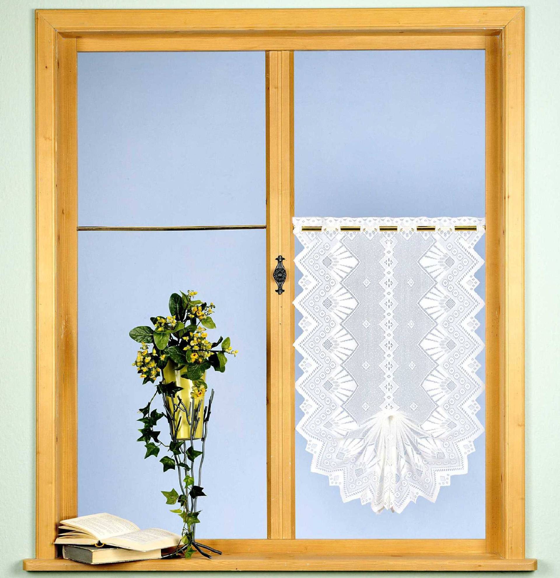 Weckbrodt Scheibengardine »London«, (1 St.), Schwalbenschwanz, Gardine, Jacquard, Bordüre, HxB 90x52cm, Store von Weckbrodt