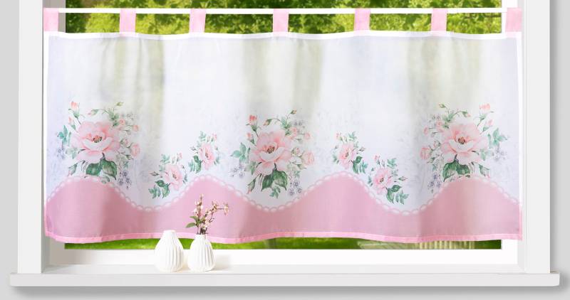 Weckbrodt Scheibengardine »Sarah«, (1 St.), Bistro, Voile, bedruckt, floral, HxB 45x120cm, Gardine, Store von Weckbrodt