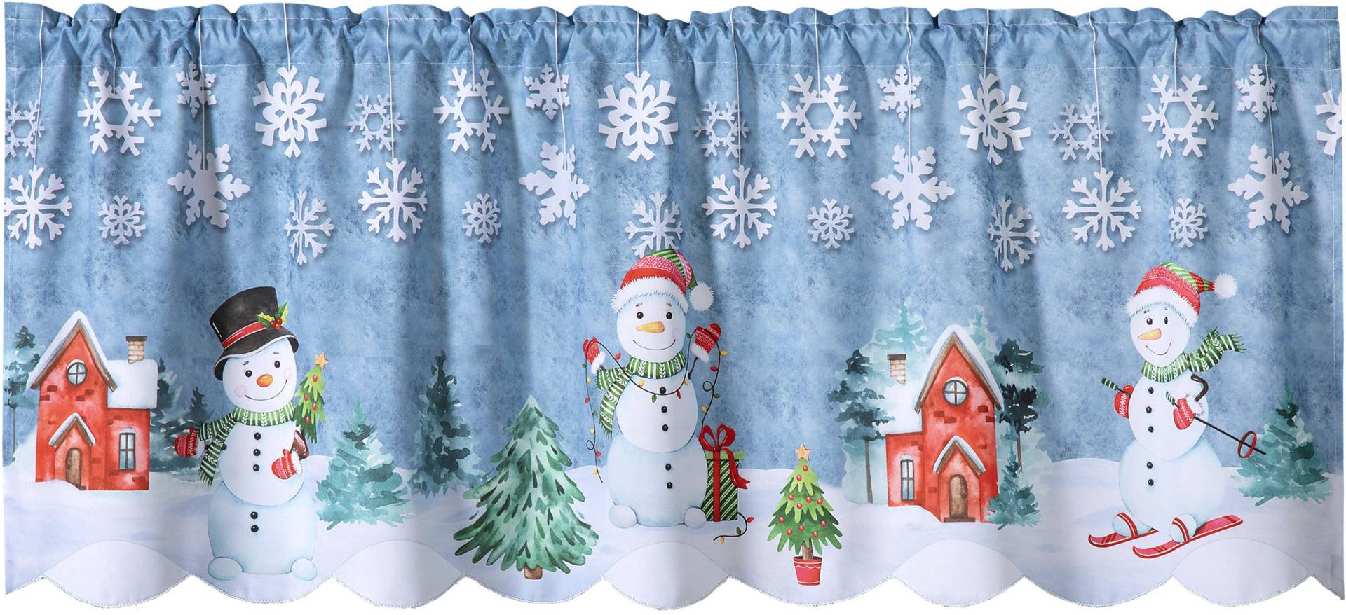 Weckbrodt Scheibengardine »Schneemann«, (1 St.), Bistro, Gardine, Tunnelzug, blickdicht, bedruckt, HxB 45x120cm, Store von Weckbrodt