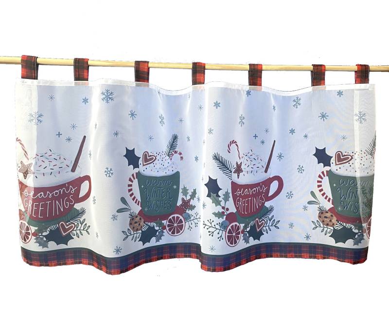 Weckbrodt Scheibengardine »Seasons Greetings«, (1 St.), Bistro, Voile, Bordüre, Weihnachten, HxB 45x120cm, Gardine, Store von Weckbrodt