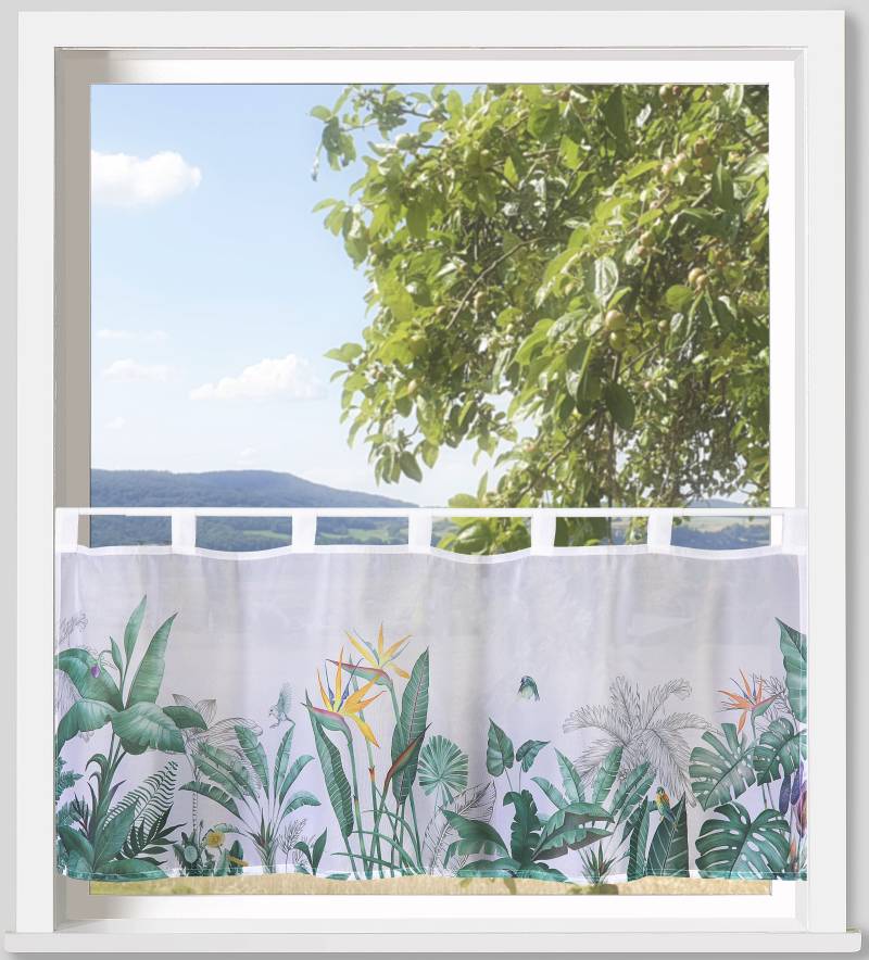 Weckbrodt Scheibengardine »Strelitzie«, (1 St.), Bistro, Voile, bedruckt, transparent, HxB 45x120cm, Gardine, Store von Weckbrodt