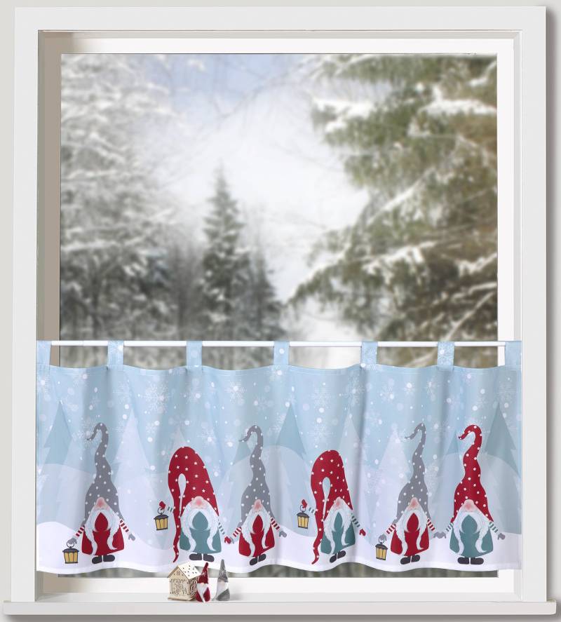 Weckbrodt Scheibengardine »Wichtel Winter«, (1 St.), Bistro, Microsatin, Weihnachten, HxB 45x120cm, Gardine, Store von Weckbrodt