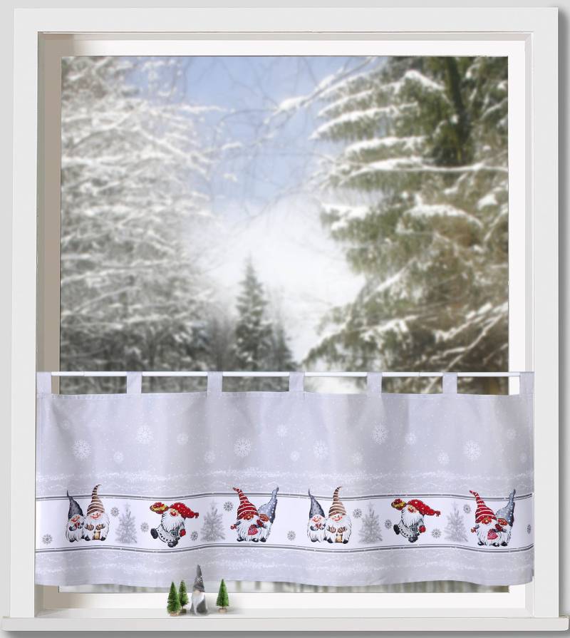 Weckbrodt Scheibengardine »Wichtel im Schnee«, (1 St.), Bistro, Microsatin, Weihnachten, HxB 45x120cm, Gardine, Store von Weckbrodt