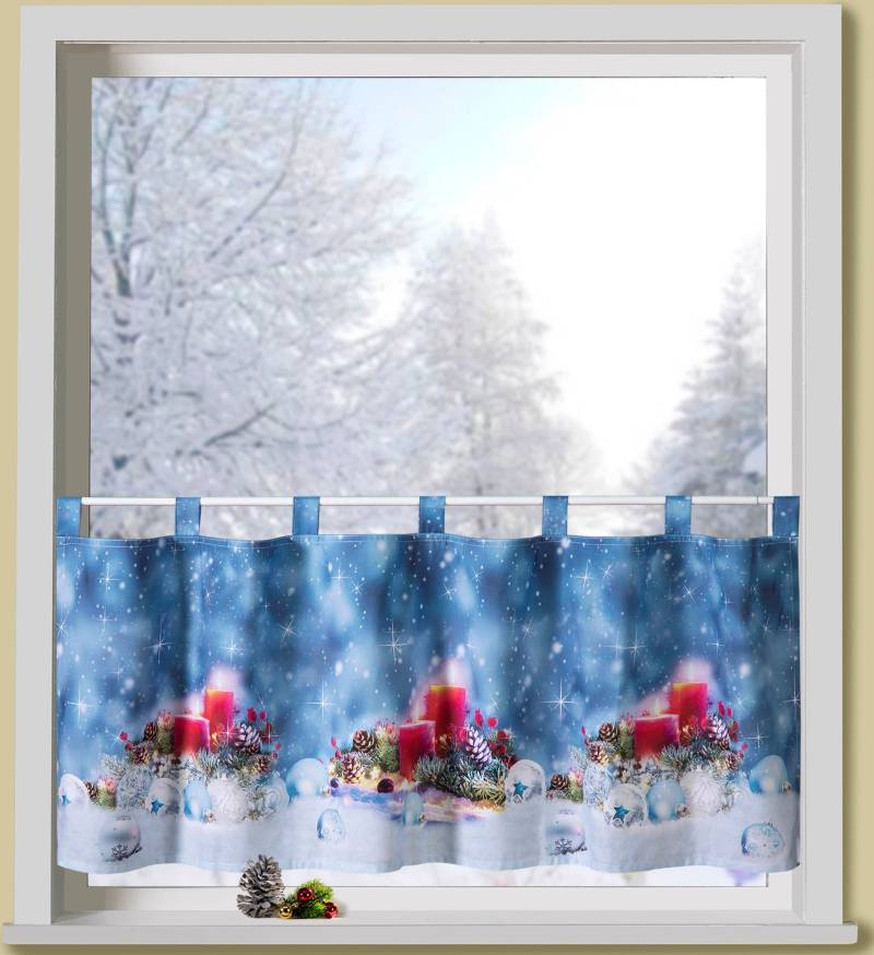 Weckbrodt Scheibengardine »rote Kerzen«, (1 St.), Bistro, Microsatin, Weihnachten, HxB 45x120cm, Gardine, Store von Weckbrodt