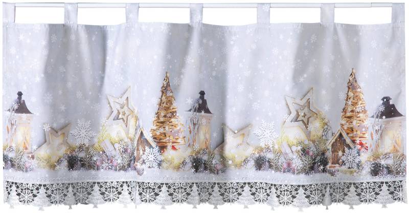 Weckbrodt Scheibengardine »rustikale Weihnacht«, (1 St.), Bistro, Gardine, blickdicht, Macramè-Bordüre, HxB 45x120cm, Store von Weckbrodt