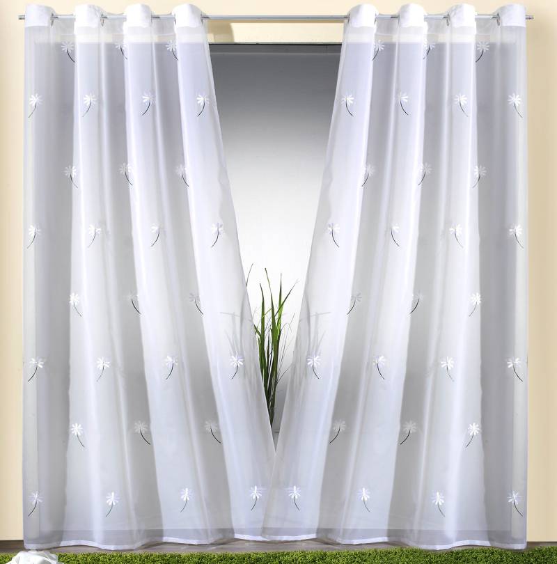 Weckbrodt Vorhang »Daisy«, (1 St.), Voile, halbtransparent, bestickt, Floral, geblümt, Gardine, Store von Weckbrodt
