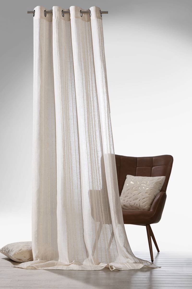 Weckbrodt Vorhang »Natural Linen«, (1 St.), Leinen-Optik, Längsstreifen, halbtransparent, Gardine, Store von Weckbrodt