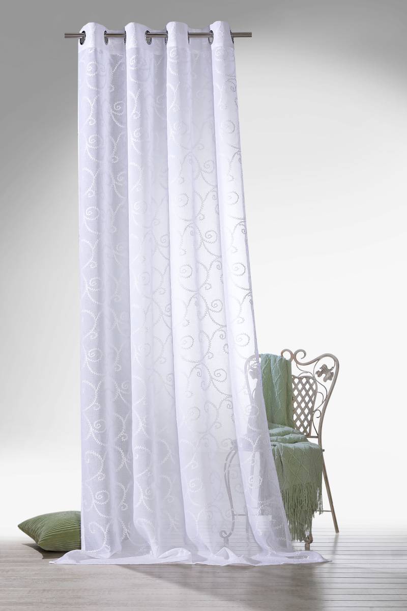 Weckbrodt Vorhang »Romance«, (1 St.), echte Stickerei, halbtransparent, Muster Raute, Gardine, Store von Weckbrodt
