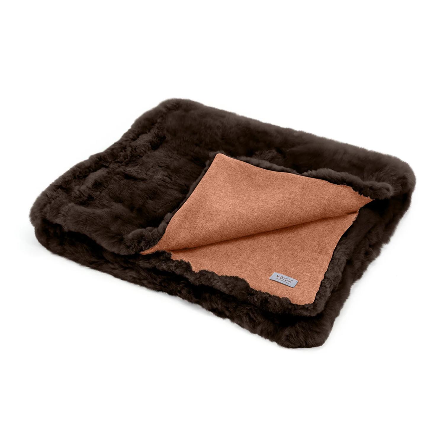 Überwurfdecke Luis, Grösse b. 130 x l. 220 cm, Farbe dark chocolate, Rückseite brown von Weich Couture Alpaca