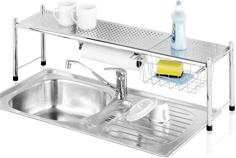 Maximex Küchenregal »Modell EXPANDO«, ausziehbares Spülbeckenregal mit Küchenrollenhalter und Korb von Maximex