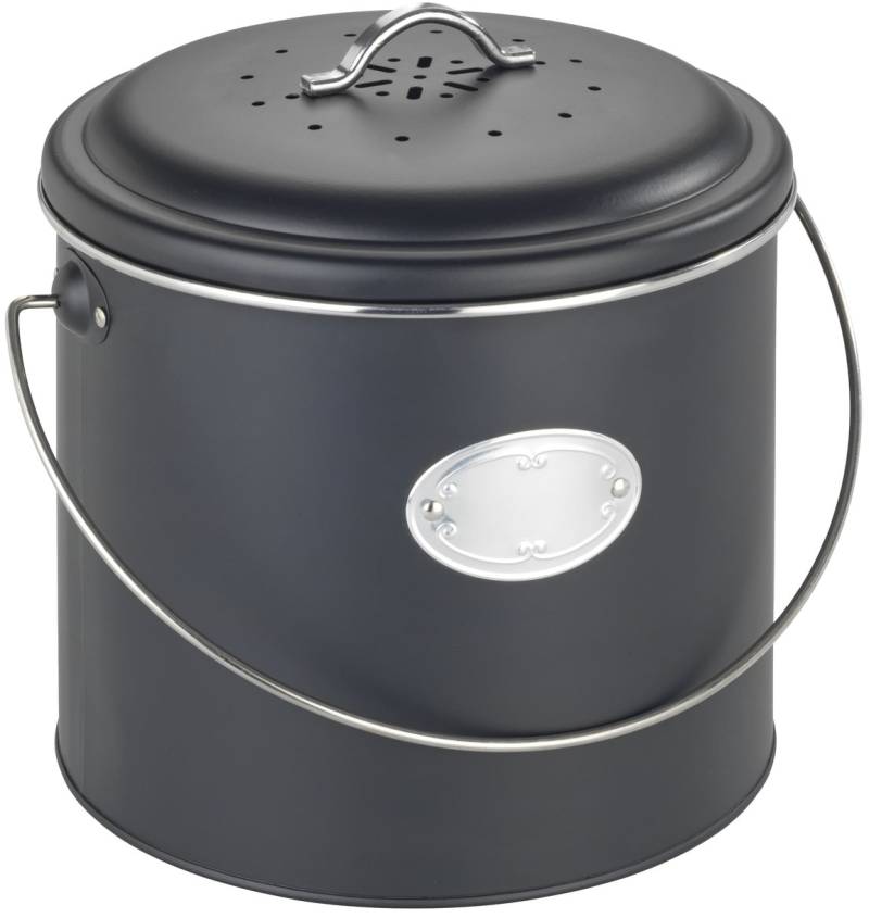 WENKO Biomülleimer »Modell Nero«, Komposteimer aus Metall, inkl. 3 Aktivkohlefiltern zum Wechseln, 6 L von Wenko