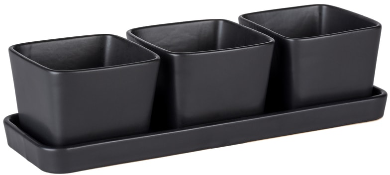 WENKO Dipschale »Snack & Dip«, 3 tlg., aus Keramik, Snackschalen für Knabbereien, Dips & Antipasti, je 300 ml, mit Tablett von Wenko