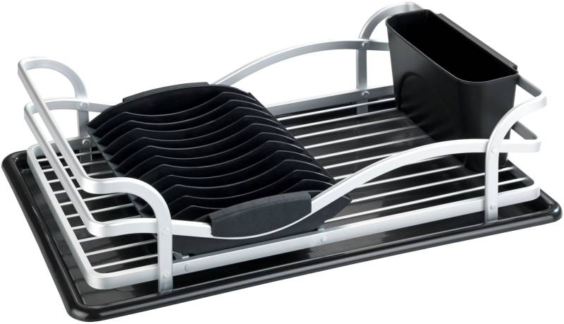 WENKO Geschirrständer »Modell Alu«, Geschirrabtropfer aus Aluminium & Kunststoff, abnehmbarer Besteckkorb von Wenko