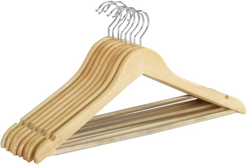 WENKO Kleiderbügel »Modell Eco«, (Set, 8 tlg.), für Garderobe & Kleiderschrank, mit Hosensteg & Rockeinkerbung, Holz von Wenko