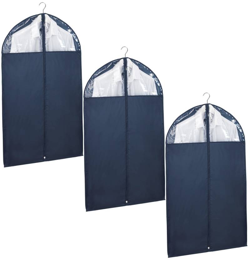 WENKO Kleidersack »Modell Business«, (Set, 3 St., 100 x 60 cm), Kleiderhülle mit Sichtfenster & Reissverschluss, abwaschbar, 100x60 cm von Wenko