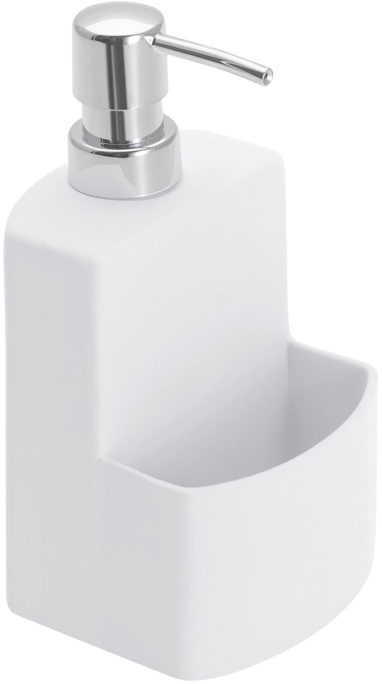 WENKO Spülmittelspender »Modell Festival«, aus Keramik, Soft-Touch Beschichtung, mit Spülschwamm-Fach, 380 ml von Wenko