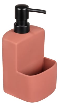 WENKO Spülmittelspender »Modell Festival«, aus Keramik, Soft-Touch Beschichtung, mit Spülschwamm-Fach, 380 ml von Wenko