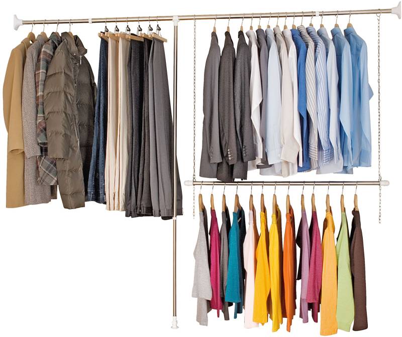 WENKO Teleskopregal »Garderobe«, (Set, 3 St.), flexibles Kleiderstangensystem, belastbar bis 110 kg von Wenko