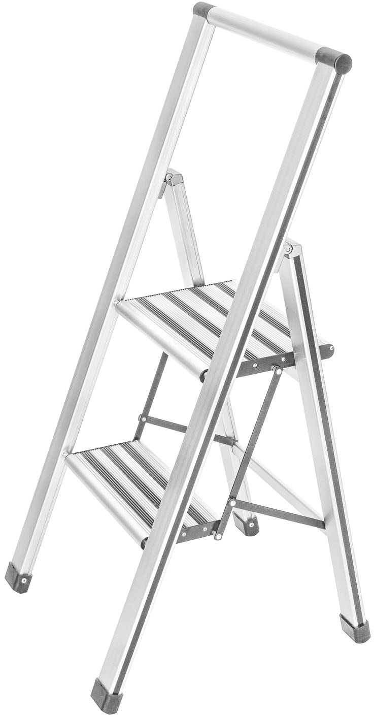 WENKO Trittleiter »Modell Alu-Design«, Klapptritt Leiter, rutschsichere XXL-Stufen, klappbar, bis 150 kg von Wenko