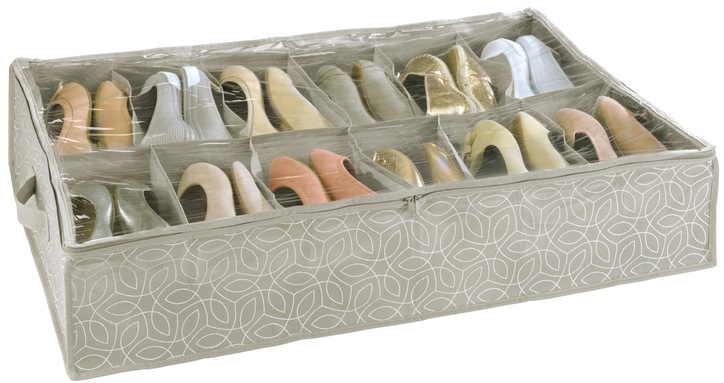 WENKO Unterbettkommode »Modell Balance«, Aufbewahrungsbox für 12 Paar Schuhe mit Sichtfenster & Reissverschluss von Wenko