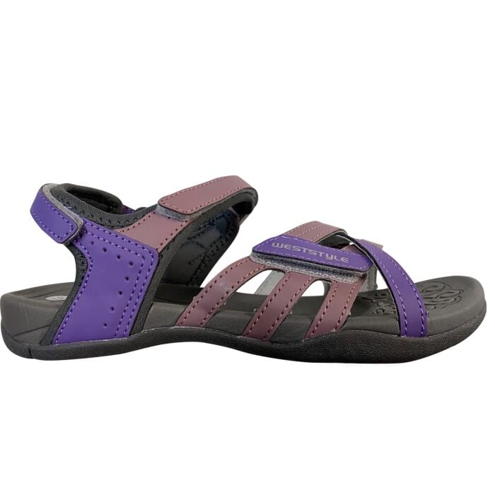 Trekking-Sandale mit 3 Velcro-Verschlüssen violett, 36 von West Style