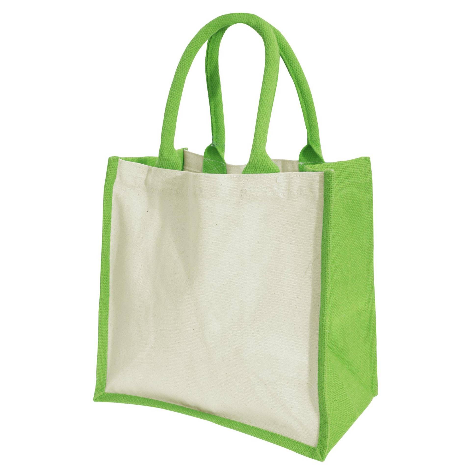 Midi Jutetasche Shopper Einkaufstasche, 14 Liter (2 Stückpackung) Damen Grün ONE SIZE von Westford Mill