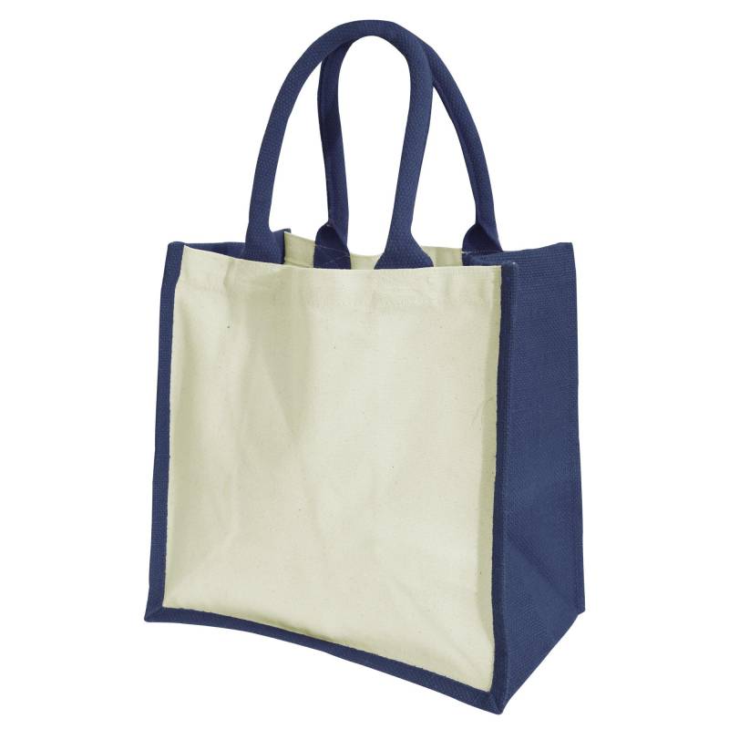 Midi Jutetasche Shopper Einkaufstasche, 14 Liter (2 Stückpackung) Damen Marine ONE SIZE von Westford Mill