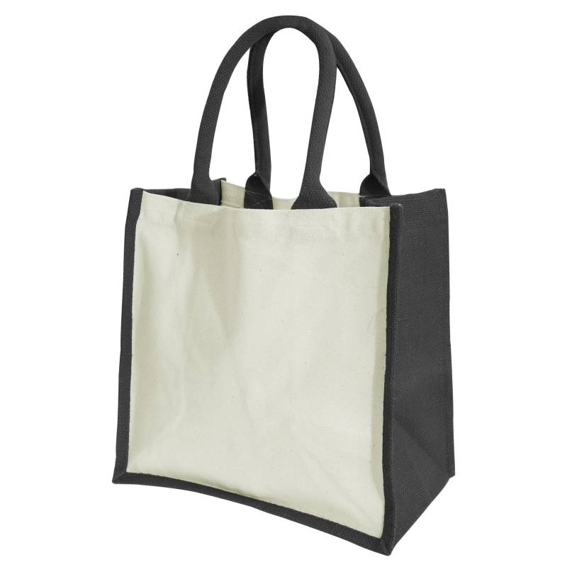 Midi Jutetasche Shopper Einkaufstasche, 14 Liter (2 Stückpackung) Damen Schwarz ONE SIZE von Westford Mill