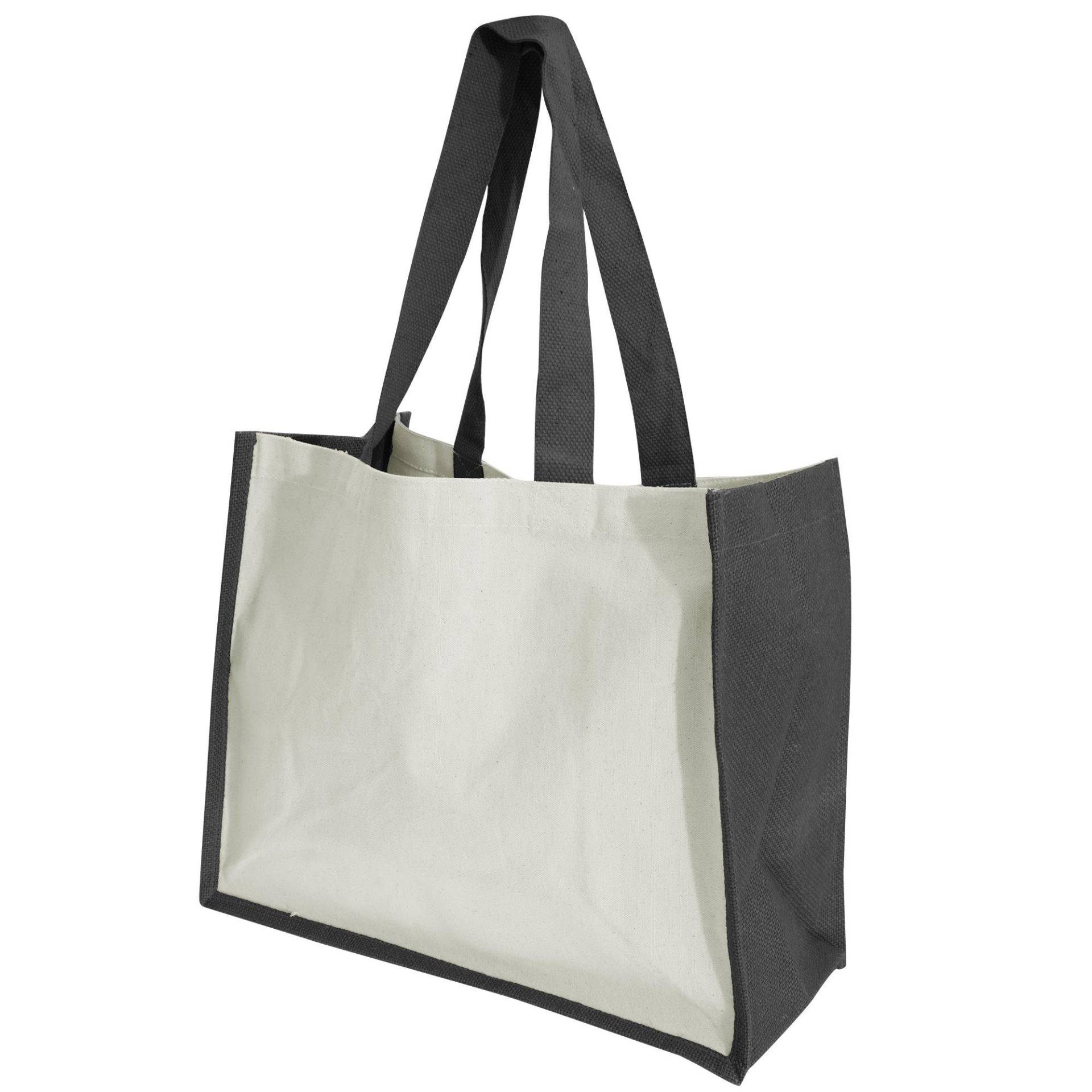 Printers Jutetasche Shopper Einkaufstasche, 21 Liter Damen Schwarz ONE SIZE von Westford Mill