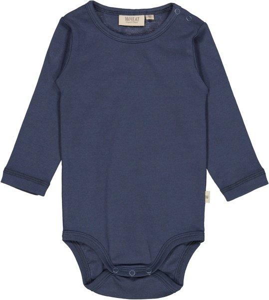 Baby Body Plain Sea Storm Unisex Blau 74 von Wheat